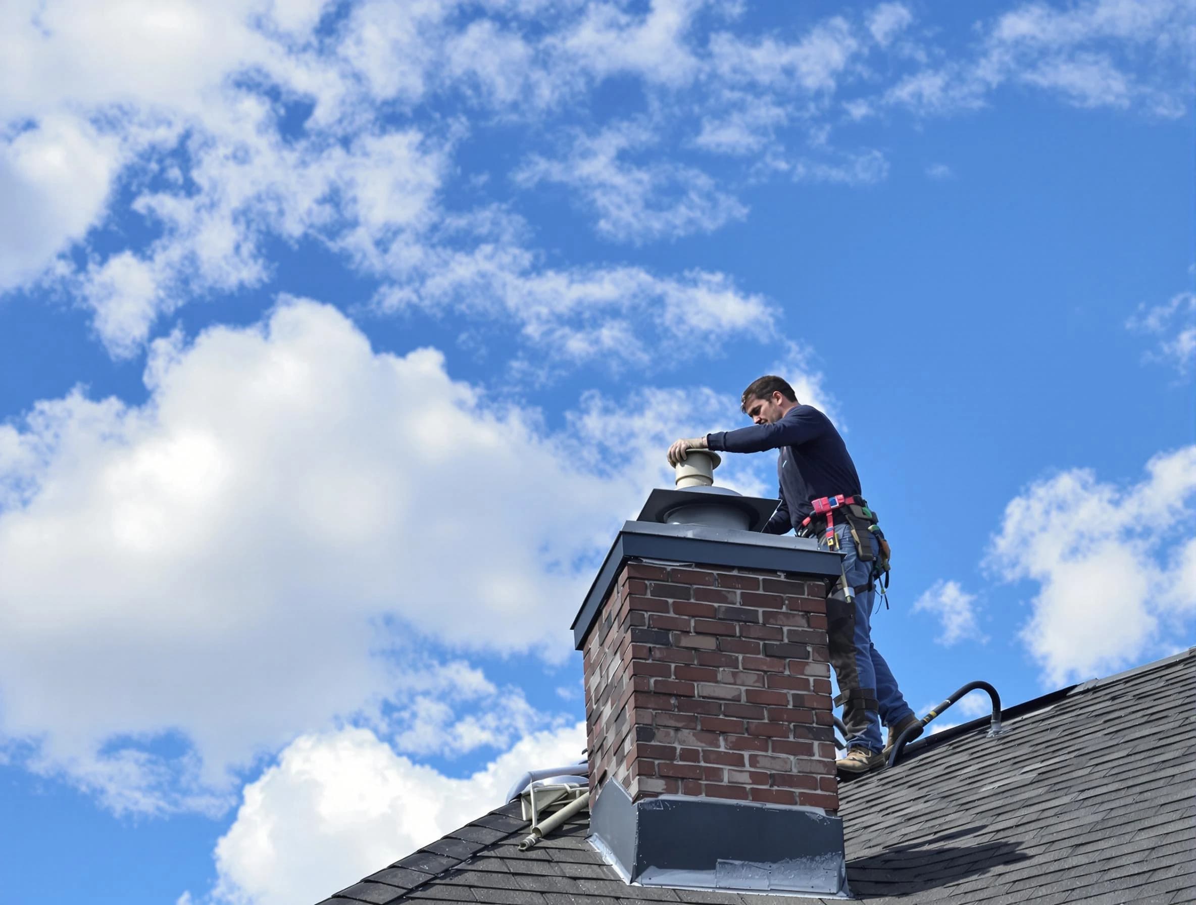 Sun City Chimney Sweep installing a sturdy chimney cap in Sun City, AZ