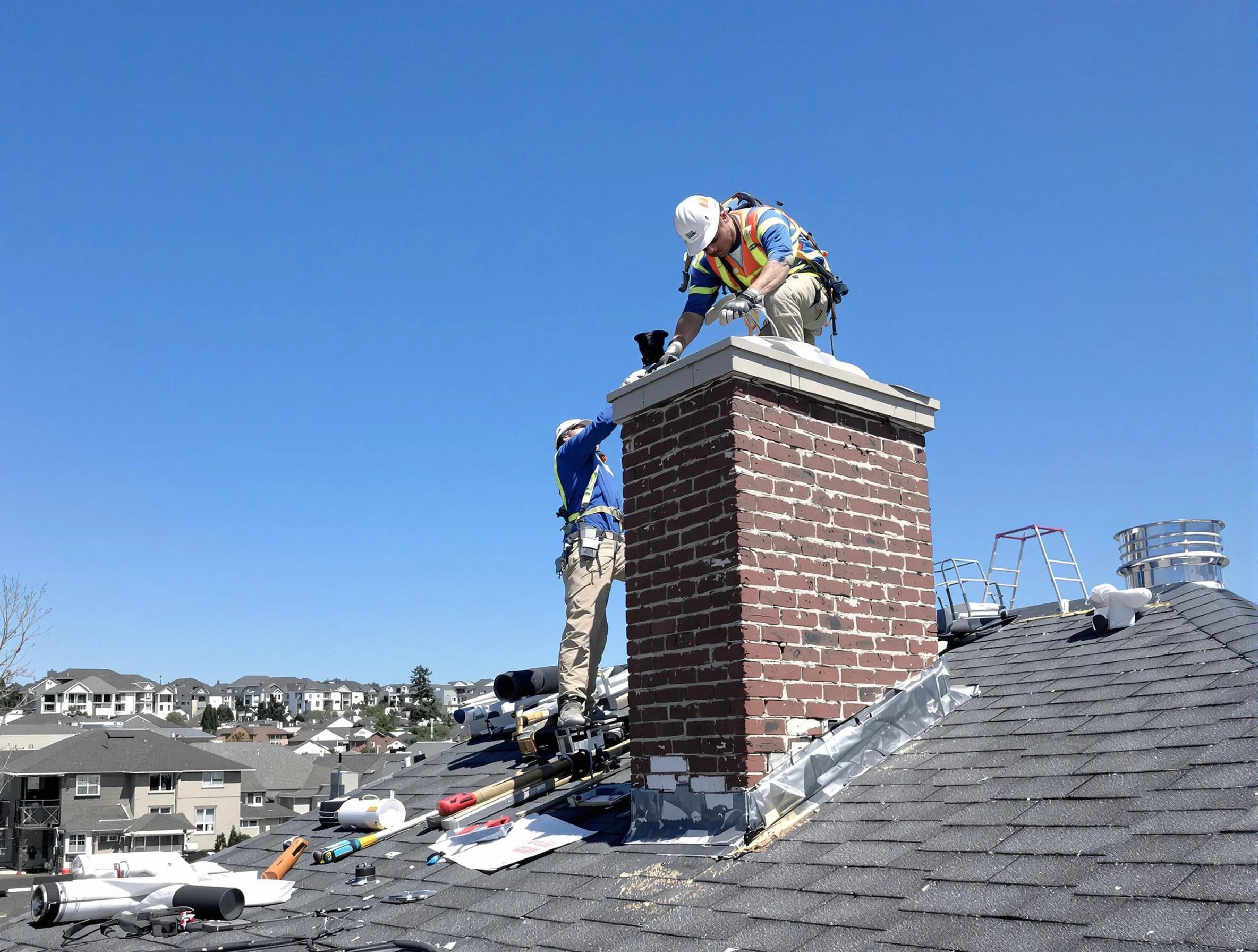 Sun City Chimney Sweep repairing a chimney crown in Sun City, AZ