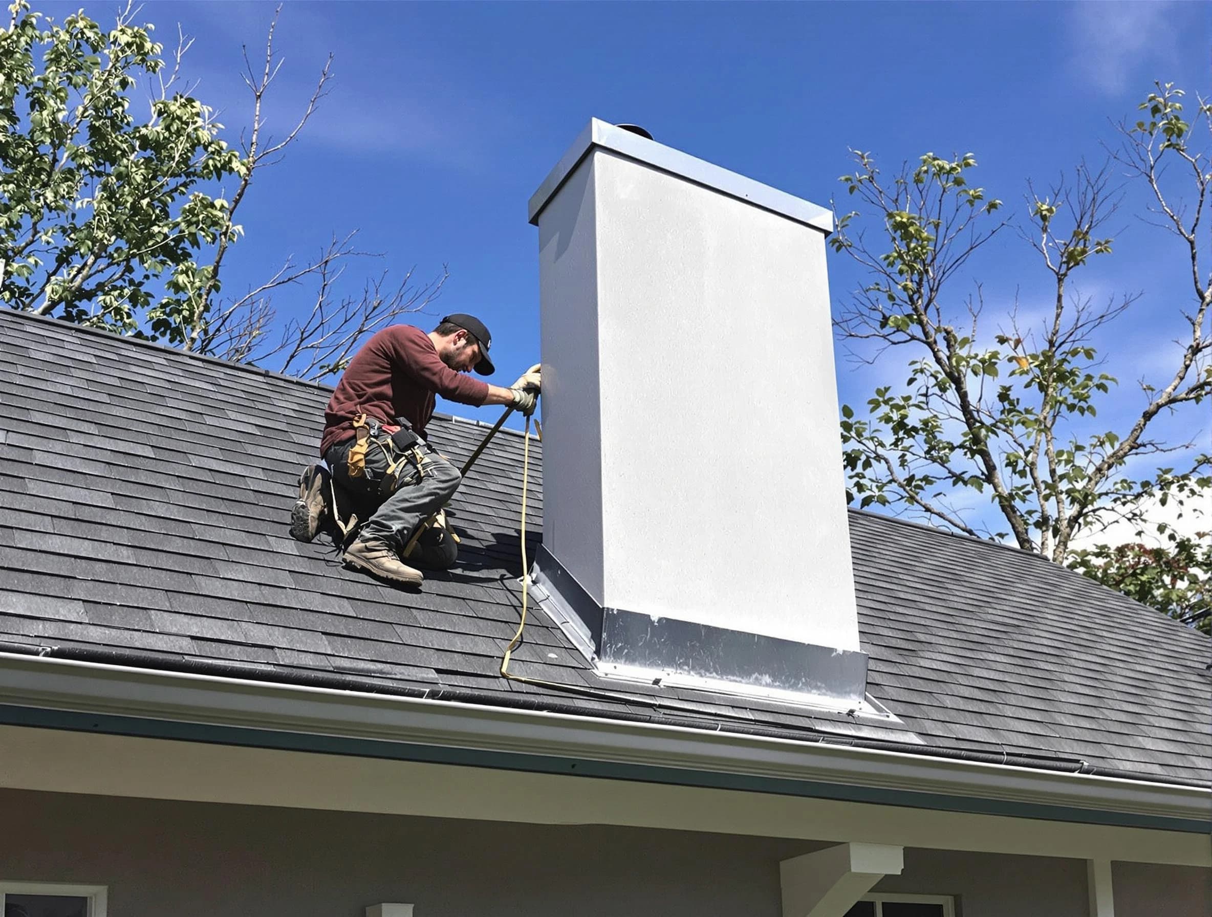 Sun City Chimney Sweep team member finishing chimney construction in Sun City, AZ
