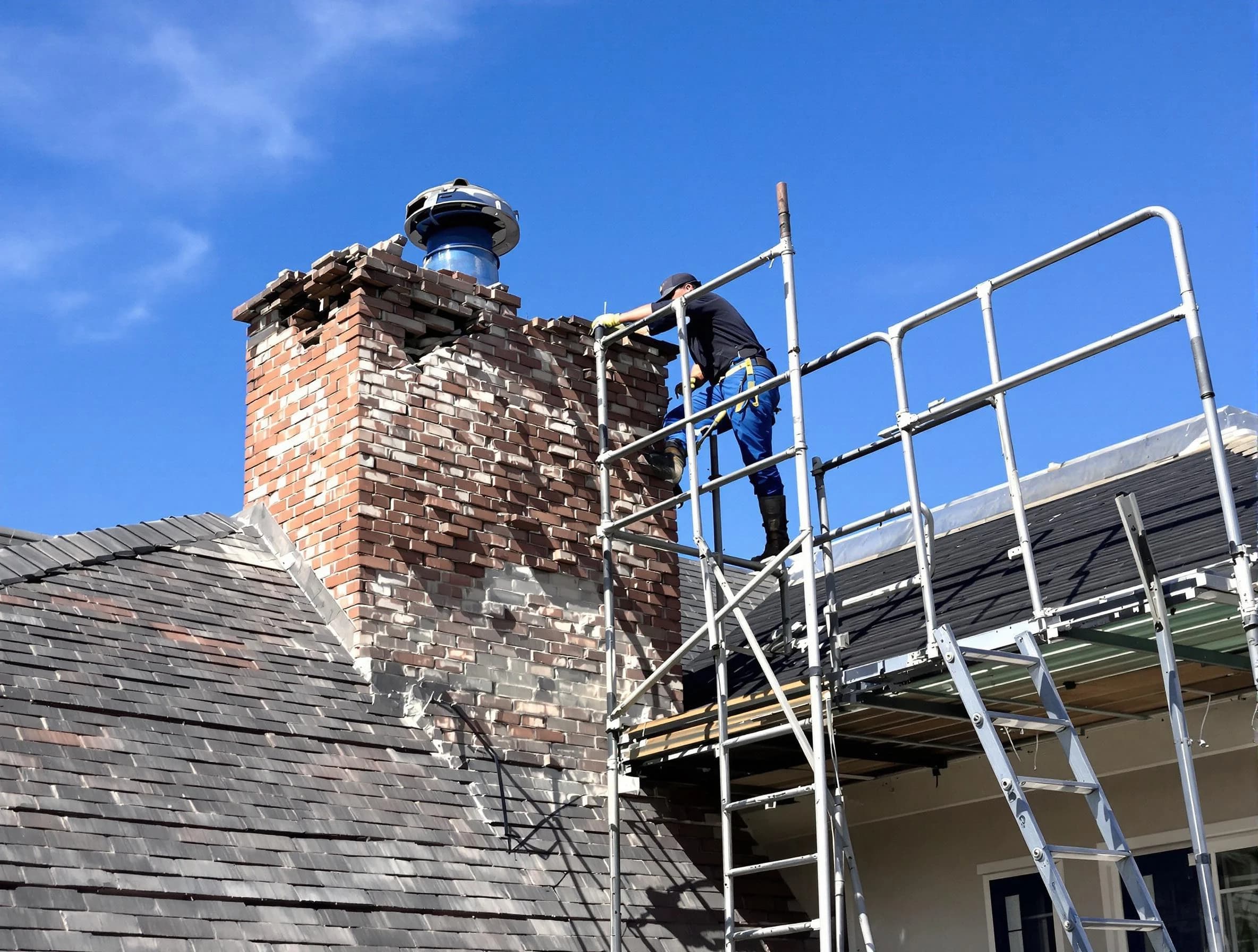 Rebuilding a chimney structure by Sun City Chimney Sweep in Sun City, AZ