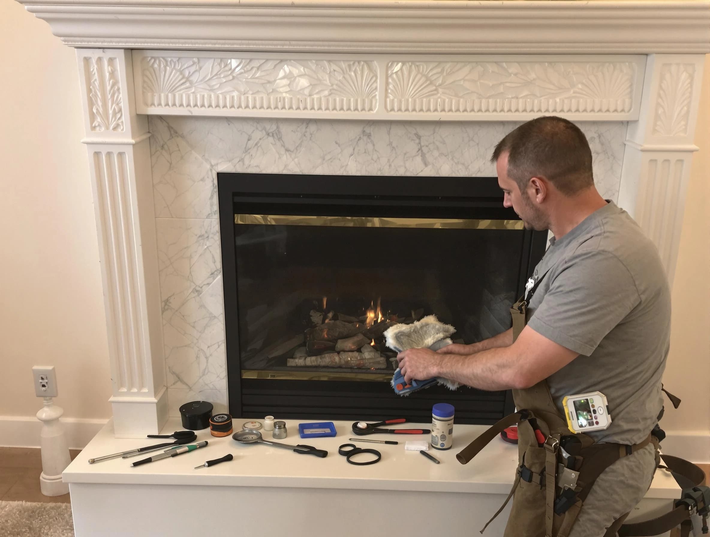 Sun City Chimney Sweep performing fireplace maintenance in Sun City, AZ