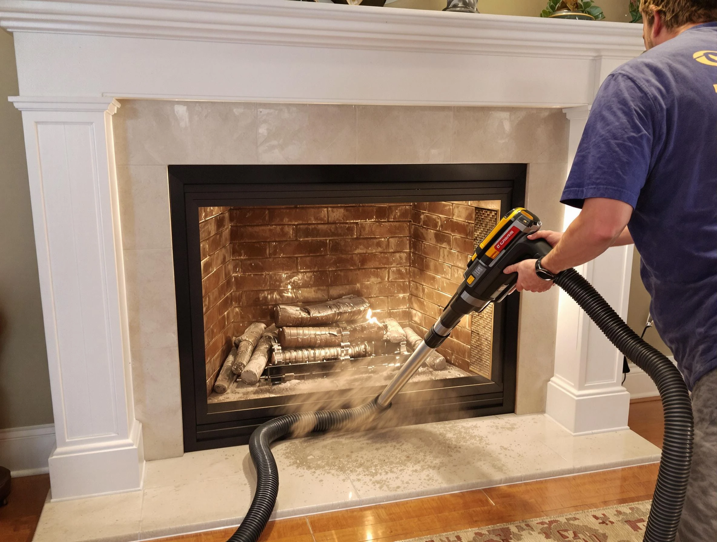 Fireplace cleaning performed by Sun City Chimney Sweep in Sun City, AZ